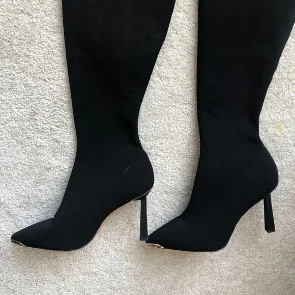 Like New - Aldo Crulla Over-The-Knee Boots In Black Stretch Knit Size 7 - Picture 5 of 16